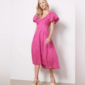 NWT FRAME Puff Sleeve Dress Fuchsia XS